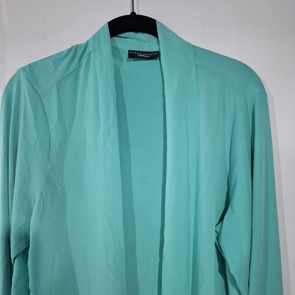 Susan Graver Artisan Women's Long Sleeve stretch knit Open Front Cardigan sz 1X - Picture 3 of 12